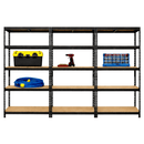 3x MSR Garage Shelving - 1800mm High - Up to 250kg - Elm Coated MDF Decks - Black