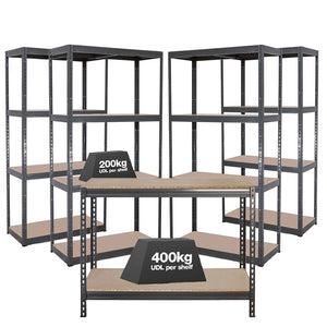 4x VRS Shelving Units - 1600mm High & 1x Workbench - 1200mm Wide - Grey