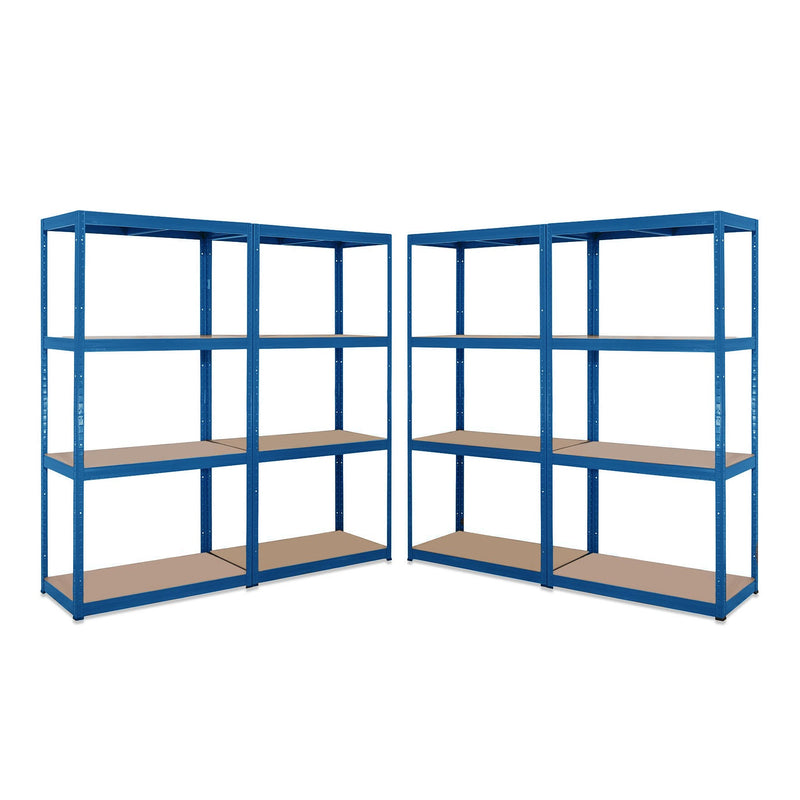 4x VRS Shelving Units - 1600mm High - Blue with 12x 24L Strata Plastic Storage Boxes