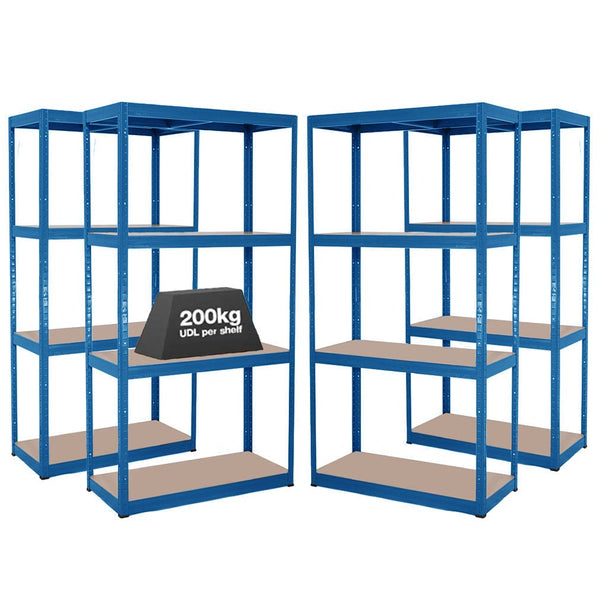 4x VRS Heavy Duty Shelving - 1600mm High - 200/280kg - Blue