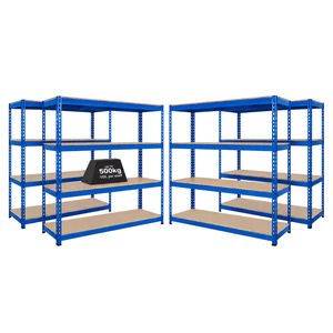 4x CRW Industrial Shelving - 2200mm High - 500kg - Blue