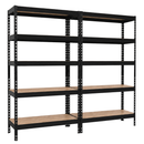 2x MSR Heavy Duty Shelving - 1800mm High - Up to 250kg - Elm Coated MDF Decks - Black