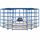 5x SX200 Industrial Shelving - 2440mm High - 200kg - Melamine - Blue