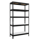 1x MSR Heavy Duty Shelving - 1800mm High - Up to 250kg - Light Larch Coated MDF Decks - Black