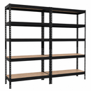 2x MSR Garage Shelving - 1800mm High - Up to 250kg - Elm Coated MDF Decks - Black