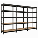3x MSR Garage Shelving - 1800mm High - Up to 250kg - Elm Coated MDF Decks - Black