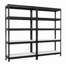 2x MSR Garage Shelving - 1800mm High - Up to 250kg - Light Larch Coated MDF Decks - Black