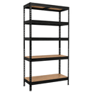 1x MSR Heavy Duty Shelving - 1800mm High - Up to 250kg - Elm Coated MDF Decks - Black