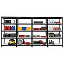 4x MSR Garage Shelving - 1800mm High - Up to 250kg - White Coated MDF Decks - Black