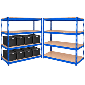 2x CRW Heavy Duty Shelving - 2200mm High - Blue with 8x 62L Wham DIY Plastic Storage Boxes