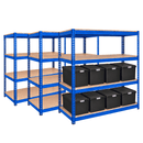 3x CRW Heavy Duty Shelving - 2200mm High - Blue with 8x 62L Wham DIY Plastic Storage Boxes