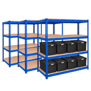 3x CRW Heavy Duty Shelving - 2200mm High - Blue with 8x 62L Wham DIY Plastic Storage Boxes