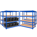 4x CRW Heavy Duty Shelving - 2200mm High - Blue with 8x 62L Wham DIY Plastic Storage Boxes
