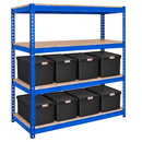 1x CRW Heavy Duty Shelving - 2200mm High - Blue with 8x 62L Wham DIY Plastic Storage Boxes