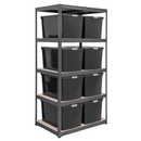 1x VRS Shelving Unit - 1800mm High - Grey with Wham DIY Recycled Plastic Storage Boxes