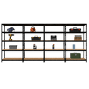 4x MSR Heavy Duty Shelving - 1800mm High - Up to 250kg - Elm Coated MDF Decks - Black