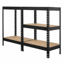 1x MSR Garage Shelving - 1800mm High - Up to 250kg - Elm Coated MDF Decks - Black