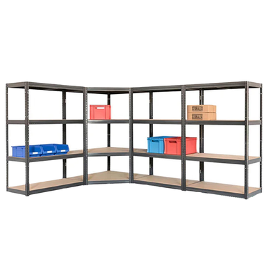 4x VRS Corner Shelving - 1600mm High - 200/280kg - Grey