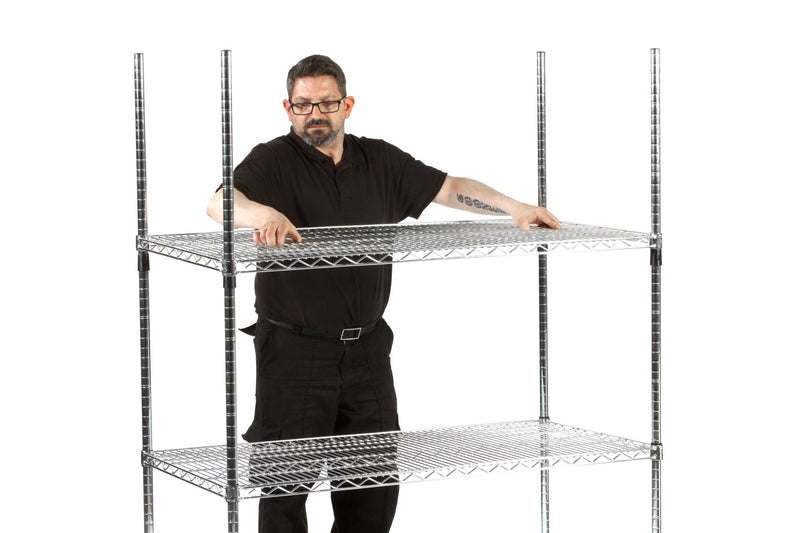 3x Eclipse Chrome Wire Shelving - 2130mm High - 300kg