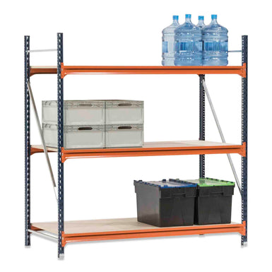 1x Mecalux Heavy Duty Longspan Shelving - 2500mm High - Blue & Orange