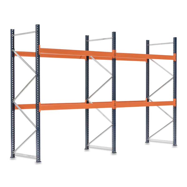 2x Pallet Racking Bays 1100mm deep - Holds Euro Pallets (800w x 1200d mm) - Blue & Orange