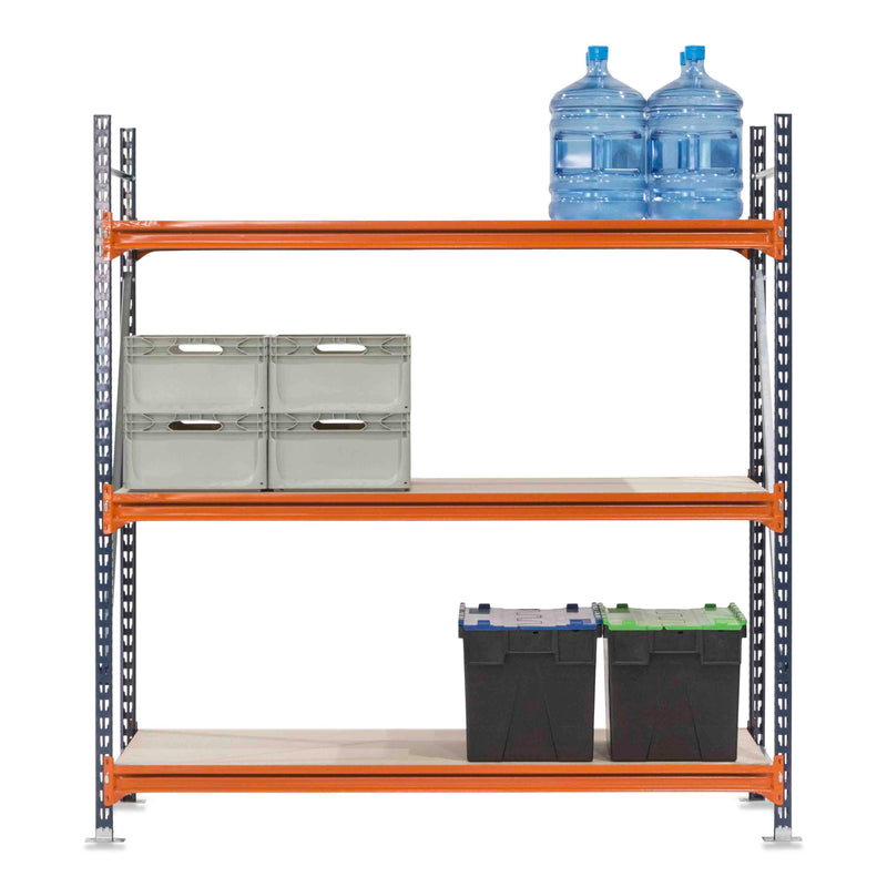 1x Mecalux Heavy Duty Longspan Shelving - 2000mm High - Blue & Orange