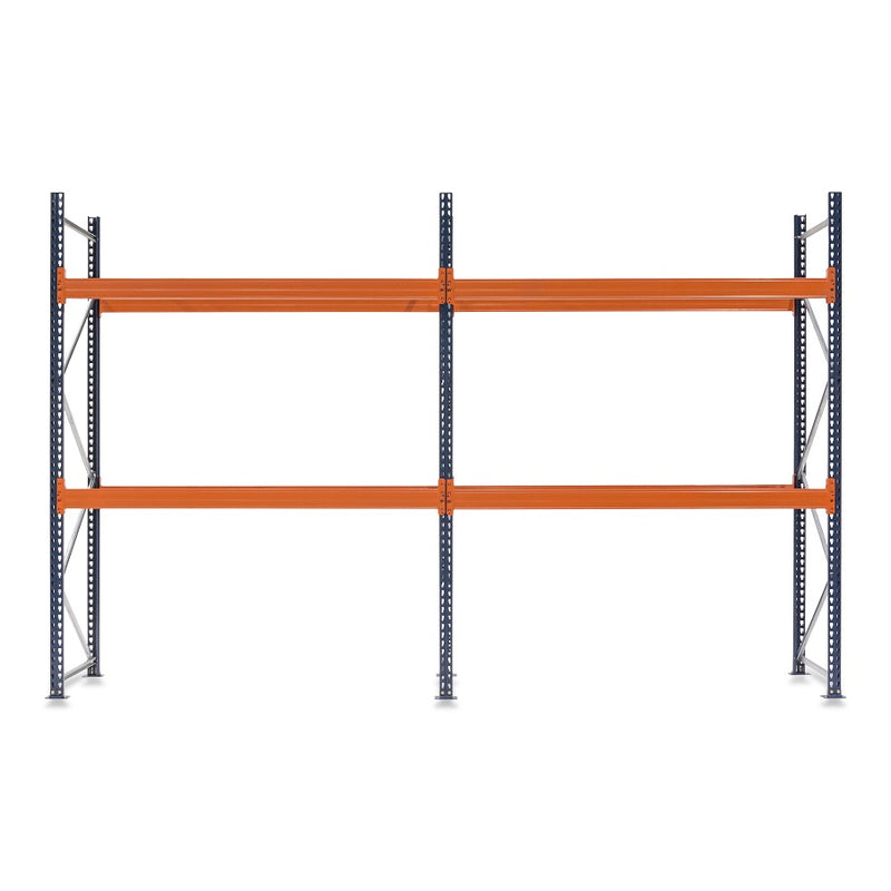 2x Pallet Racking Bays 900mm deep - Holds Standard Pallets (1200w x 1000d mm) - Blue & Orange