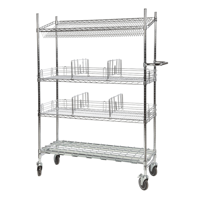 Eclipse Wire Picking Cart With Top Sloping Shelf - 4 Levels