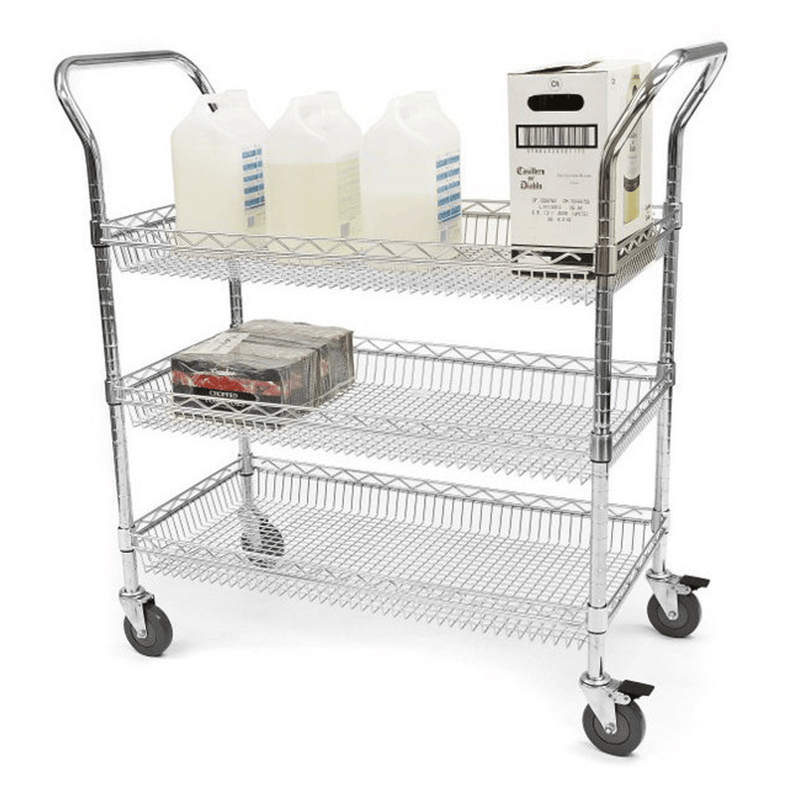 Eclipse Chrome Wire Basket Trolley - 3 Levels