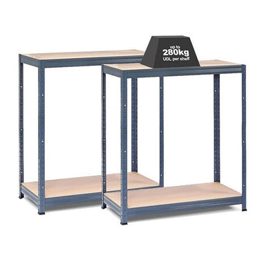 2x VRS Half Height Shelving - 800mm High - 200/280kg - Grey