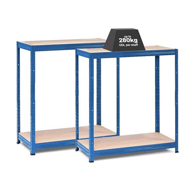 2x VRS Half Height Shelving - 800mm High - 200/280kg - Blue