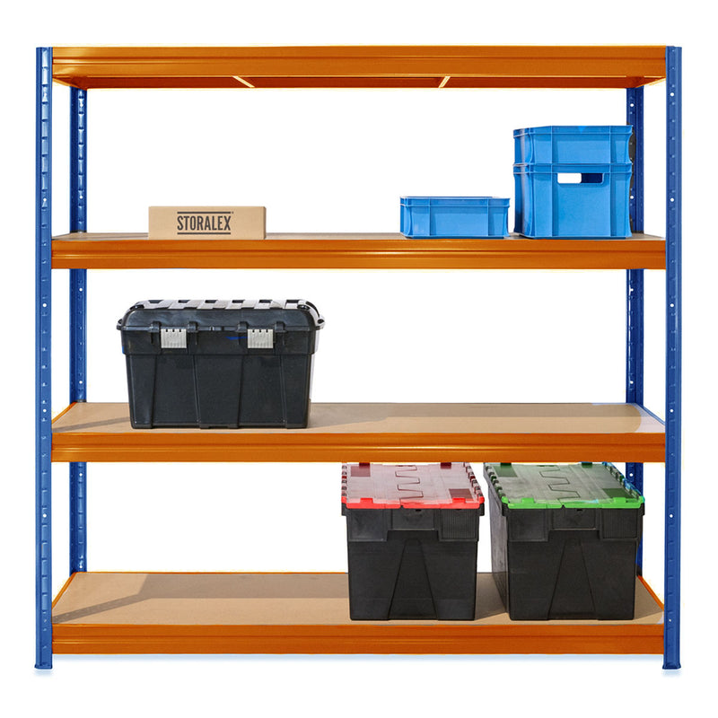 1x HRX Industrial Shelving - 1770mm High - up to 600kg - Blue & Orange