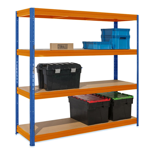 1x HRX Heavy Duty Garage Shelving - 1770mm High - up to 600kg - Blue & Orange