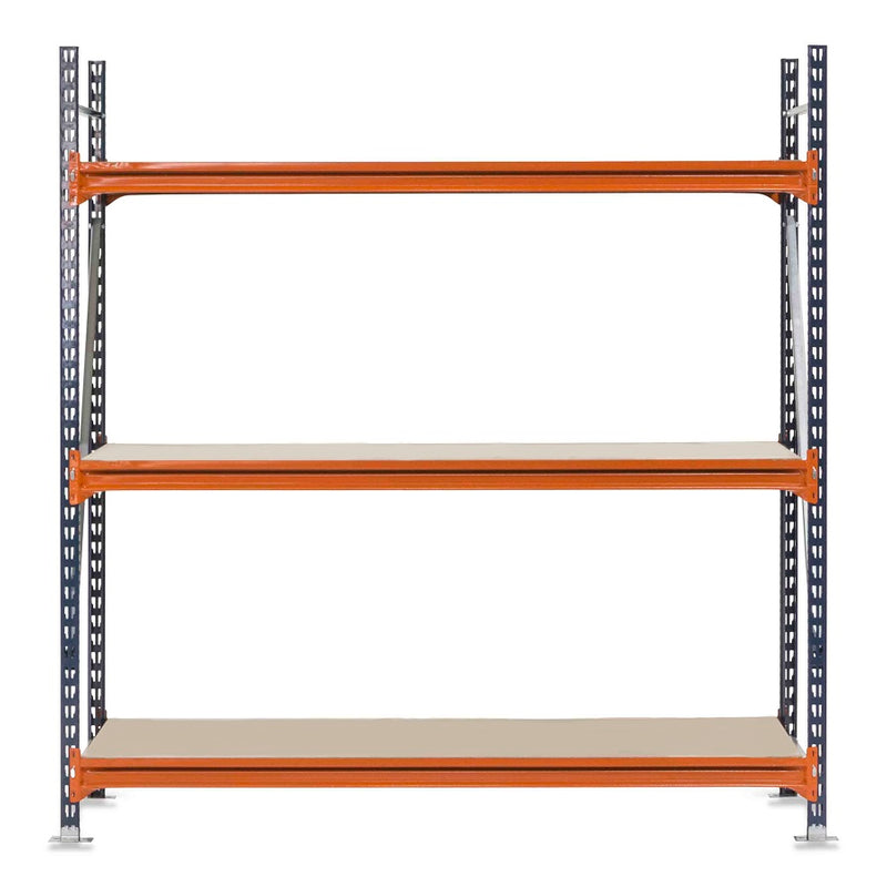 1x Mecalux Heavy Duty Longspan Shelving - 2000mm High - Blue & Orange