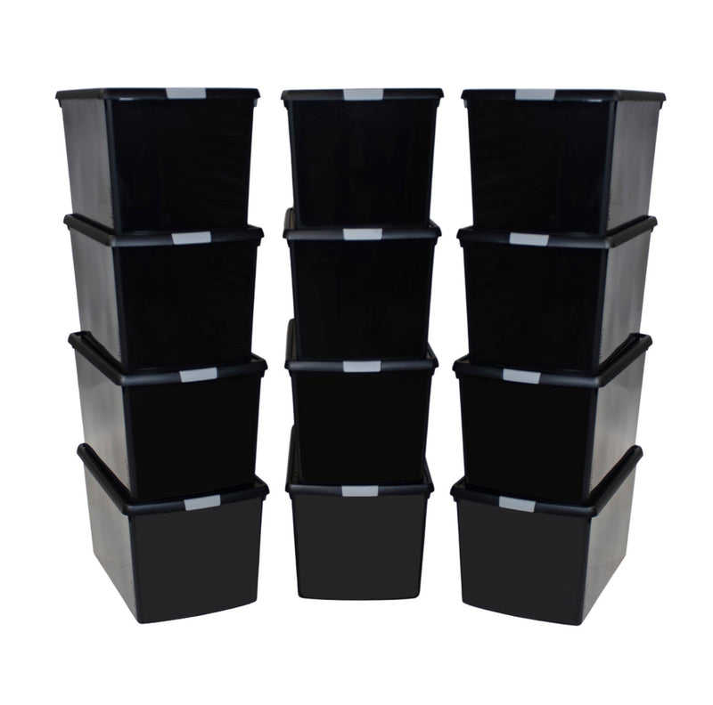 1x CRW Heavy Duty Shelving - 1600mm High - Blue & Orange with 12x 62L Wham DIY Plastic Storage Boxes