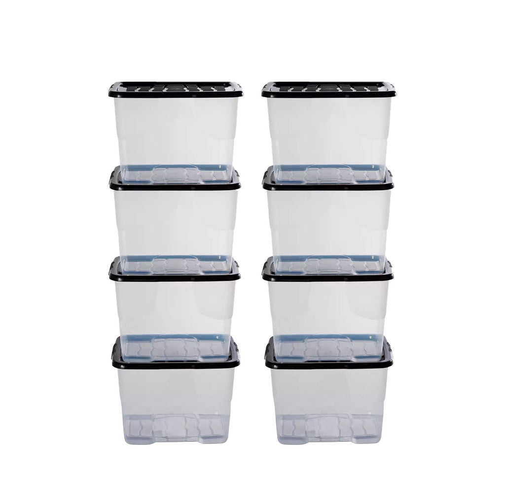 Strata Storage Box Frame 2x Storalex VRS Shelving Units 1800mm High Grey with 8x 24L Strata ...