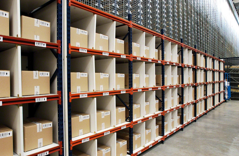 1x Mecalux Heavy Duty Longspan Shelving Extension Kit - 3000mm High - Blue & Orange