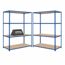 2x SX200 Industrial Shelving - 1830mm High - 200kg - Chipboard - Blue