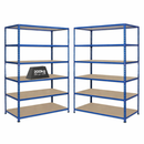 2x SX200 Industrial Shelving - 1830mm High - 200kg - Chipboard - Blue