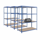 3x SX200 Industrial Shelving - 1830mm High - 200kg - Chipboard - Blue