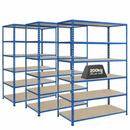 3x SX200 Industrial Shelving - 2440mm High - 200kg - Chipboard - Blue