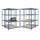 4x SX200 Industrial Shelving - 1830mm High - 200kg - Chipboard - Blue