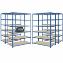 4x SX200 Industrial Shelving - 1830mm High - 200kg - Chipboard - Blue