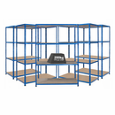 5x SX200 Industrial Shelving - 2440mm High - 200kg - Chipboard - Blue