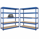2x SX400 Industrial Shelving - 1980mm High - 400kg - Chipboard - Blue