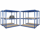 4x SX400 Industrial Shelving - 1980mm High - 400kg - Chipboard - Blue