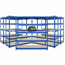 5x SX400 Industrial Shelving - 1677mm High - 400kg - Chipboard - Blue