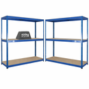 2x SX400 Industrial Shelving - 1677mm High - 400kg - Chipboard - Blue
