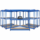 5x SX400 Industrial Shelving - 1980mm High - 400kg - Melamine - Blue