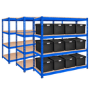3x CRW Heavy Duty Shelving - 2000mm High - Blue with 12x 62L Wham DIY Plastic Storage Boxes